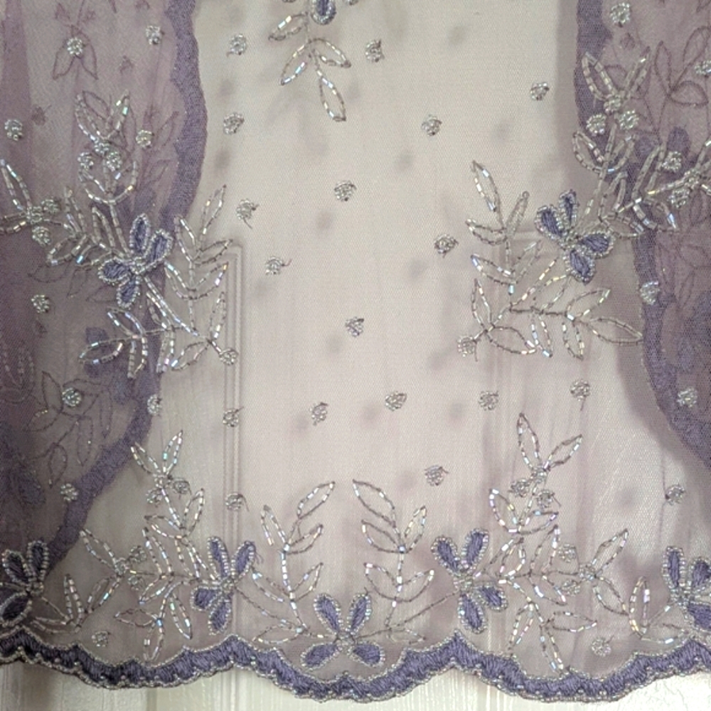 NWOT Scala Sheer Lavender Beaded Embroidered Bolero Jacket Sz S - Picture 4 of 15